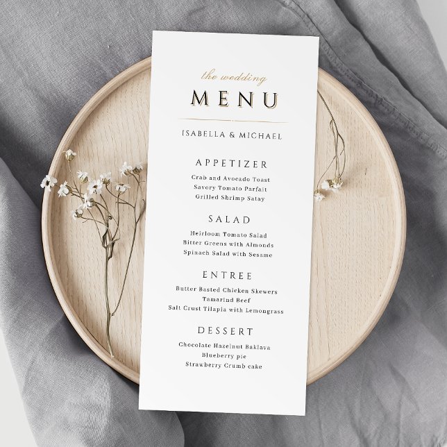 Menu Casamento de Luxo Simples Elegante Moderno Clássic (Simple Elegant Modern Classy Luxury Wedding Menu)