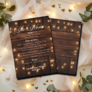 Menu Casamento de Luzes Russas de Madeira Marrom