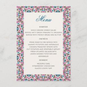 Menu Casamento de Mandala Geométrico de Lattice em Marr