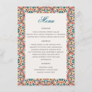 Menu Casamento de Mandala Geométrico de Lattice em Marr