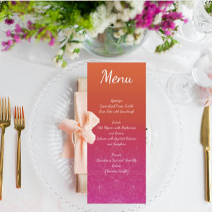 Menu Casamento de Mandala, Ombre Cor-de-Rosa e Laranja