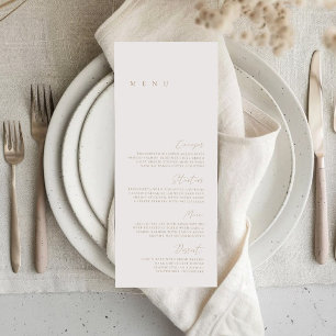 Menu Casamento de Marfim e Bege Moderno e Elegante