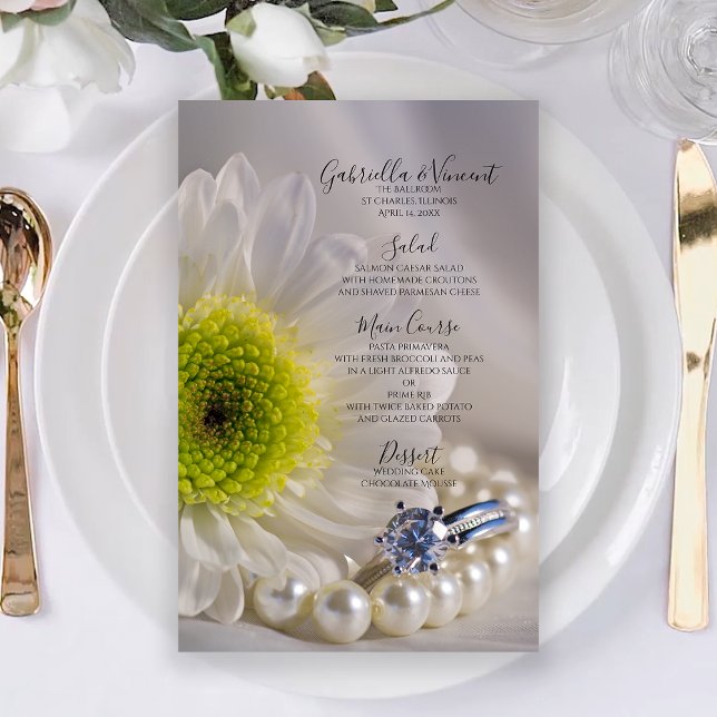 Menu Casamento de Margarida Branca e Anel Diamante (Criador carregado)
