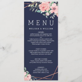 Menu Casamento de Marinho Floral Watercolor