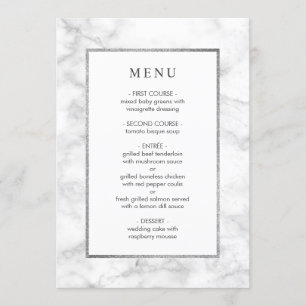 Menu Casamento de mármore branco moderno