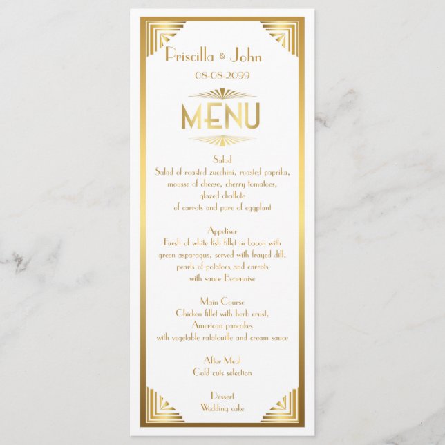 Menu Casamento de Menu,reunião de menu,Gatsby de excele (Frente)