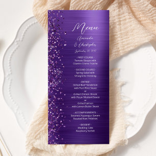 Menu Casamento de Metal Brushed Glam Purple Glitter