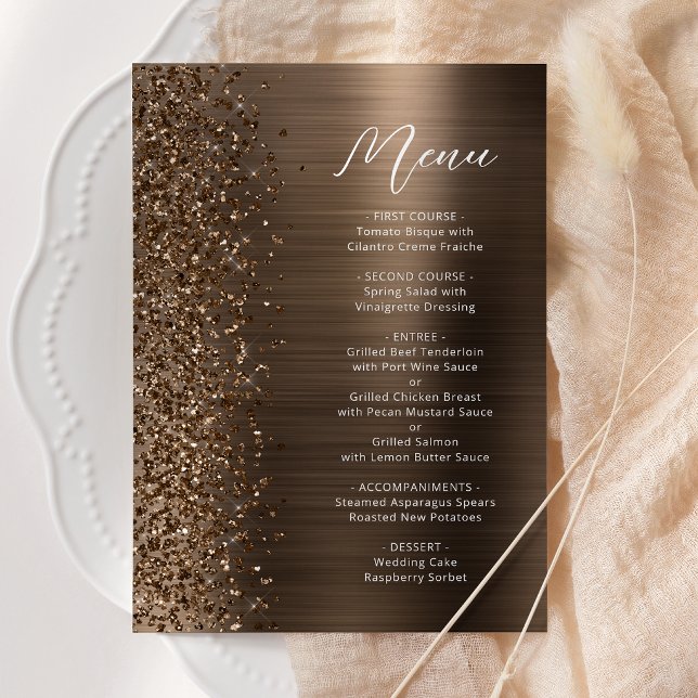 Menu Casamento de Metal Esculpido com Brilho de Bronze (Criador carregado)