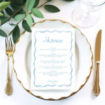 Menu Casamento de Mola Branco Branco Azul-claro<br><div class="desc">Personalizado on-line facilmente | Ilustrado à Mão | Parte de um Matching Wedding Suite Adicione um toque alegre à sua celebração de casamento com este menu de casamento caprichoso 5x7, projetado para encurtar seus convidados e amarrar sua decoração de mesa lindamente no seu tema geral. Apresentando um encantador quadro ondulado,...</div>