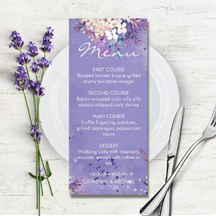 Menu Casamento de Mola Floral de Lavanda Romântica