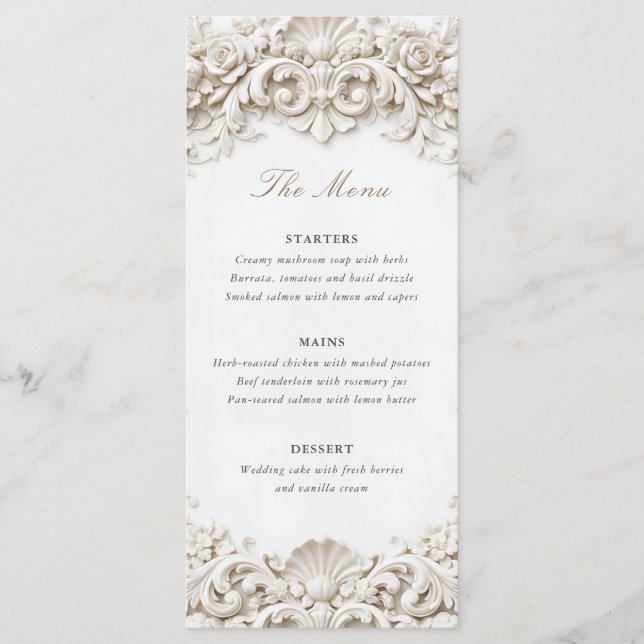 Menu Casamento de Moldura Barroca Clássica Elegante (Frente)