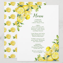 Menu Casamento de Moldura de Lemon Greenery