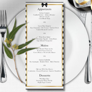Menu Casamento de Moldura Dourada com Listra Preta e Br