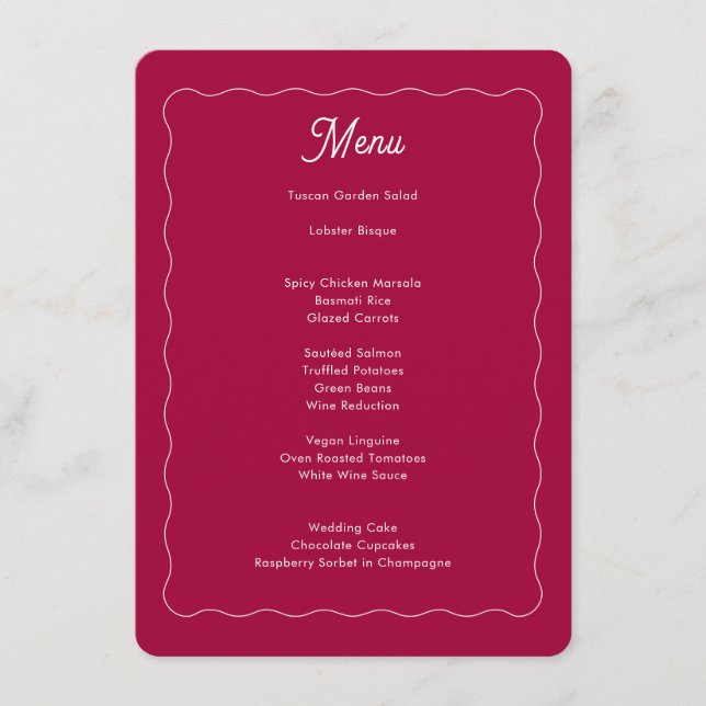 Menu Casamento de Moldura Magenta Magenta Retro-Rosa Ne (Frente)