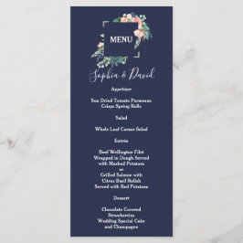 Menu Casamento de Moldura Verde Flores Brancas Cor-de-Á