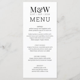 Menu Casamento de Monograma Branco Negro