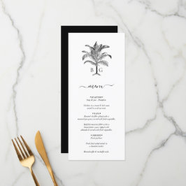 Menu Casamento de Monograma de Árvore Tropical Minimali