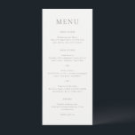 Menu Casamento de Monograma de Script de Cinza Elegante<br><div class="desc">Menu de casamento elegante com um design clássico com seu monograma em uma fonte de script junto com seu menu em uma fonte de serifa tradicional.</div>