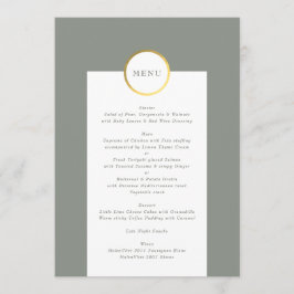 Menu Casamento de Monograma do Círculo de Folha Verde e