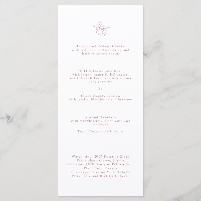 Menu Casamento de Monograma do Flor de Cereja Rosa Mini (Verso)