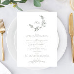 Menu Casamento de Monograma Floral de Wreath Verde Sage<br><div class="desc">Este design faz parte de uma coleção - contacte-nos se necessitar de artigos de papelaria adicionais</div>