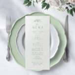 Menu Casamento de Monograma Verde Sage<br><div class="desc">Elevem sua recepção com nosso Cartão de Menu de Casamento do Monograma Verde Sage. Apresentando um design simples e sofisticado com o monograma e flores silvestres,  este cardápio adiciona um toque de beleza eterno à sua capa. Guie seus convidados através de uma experiência culinária memorável com esta elegante adição.</div>