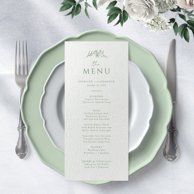 Menu Casamento de Monograma Verde Sage (Criador carregado)