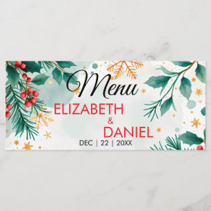 Menu Casamento de Natal com Aquarela