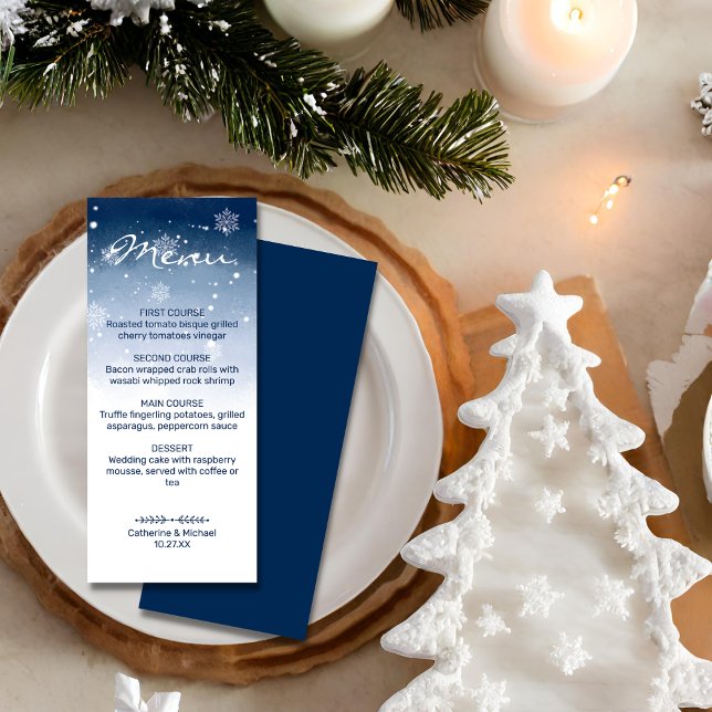 Menu Casamento de Natal da Wonderland Snowfall Blue (Criador carregado)