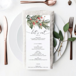Menu Casamento de Natal Elegante Watercolor