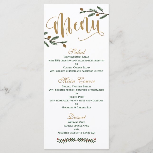Menu Casamento de Natal Festivo Foliday (Frente)