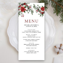 Menu Casamento de Natal Floral Rustic Pine Poinsettia