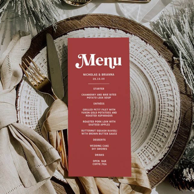 Menu Casamento de Natal Vermelho Profundo (Criador carregado)