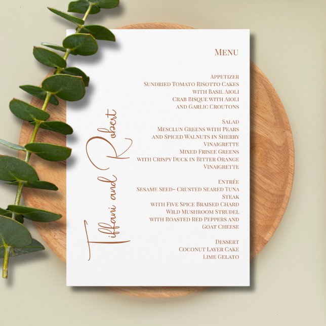 Menu Casamento de Nomes Grandes de Texto Terracota Mini (Criador carregado)