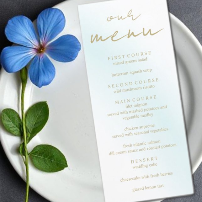 Menu Casamento de Onda Blue Watercolor (Criador carregado)