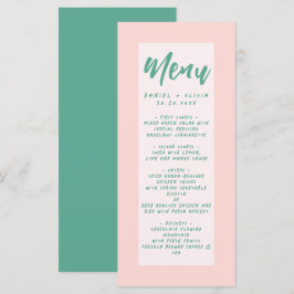 Menu Casamento de onda rosa e verde