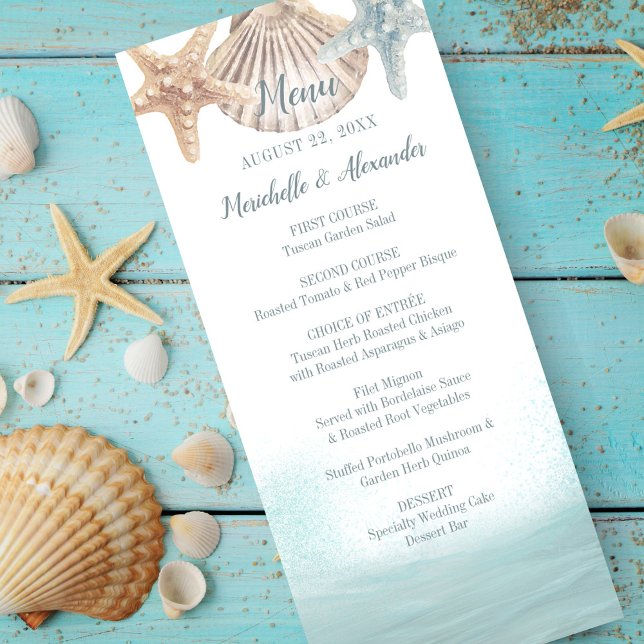 Menu Casamento de Ondas do Oceano Náutico de Starfish S (Criador carregado)