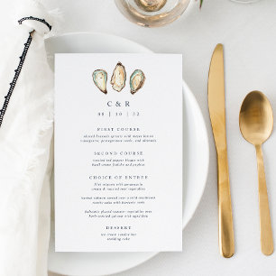 Menu Casamento de Ostras de Coastal Watercolor