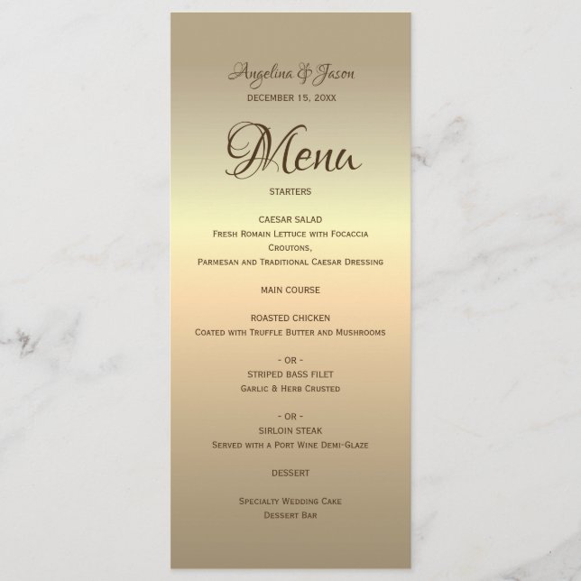 Menu Casamento de Ouro Simples (Frente)