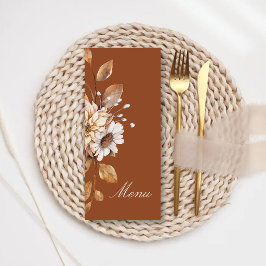 Menu Casamento de Outono Boho Floral Terracota Moderna