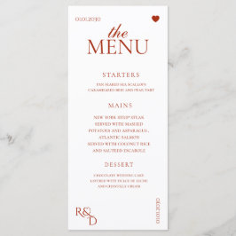 Menu Casamento de Outono com Folhas Vermelhas Elegantes