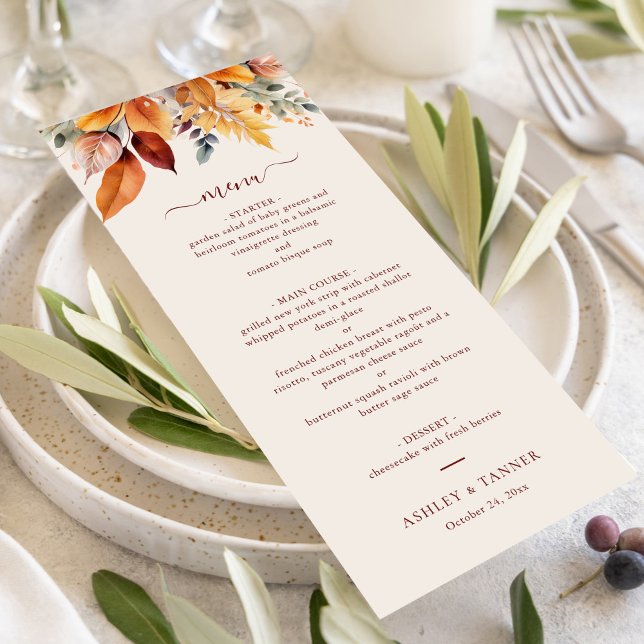 Menu Casamento de outono Elegante (Criador carregado)