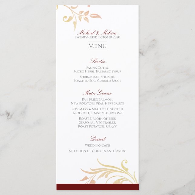 Menu Casamento de Outono Enrolado (Frente)