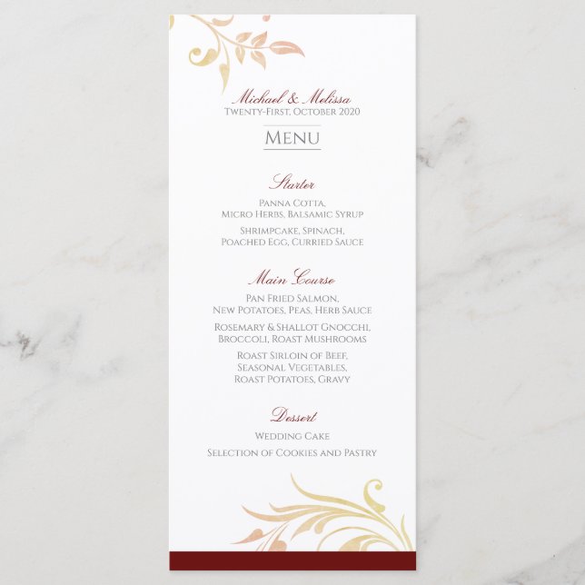 Menu Casamento de Outono Redemoinho (Frente)