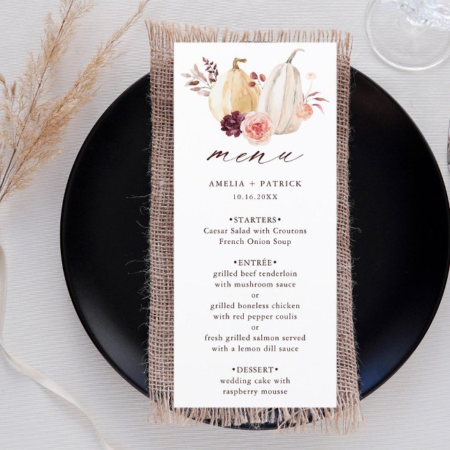 Menu Casamento de outono Rustic Pumpkin Fall (Criador carregado)