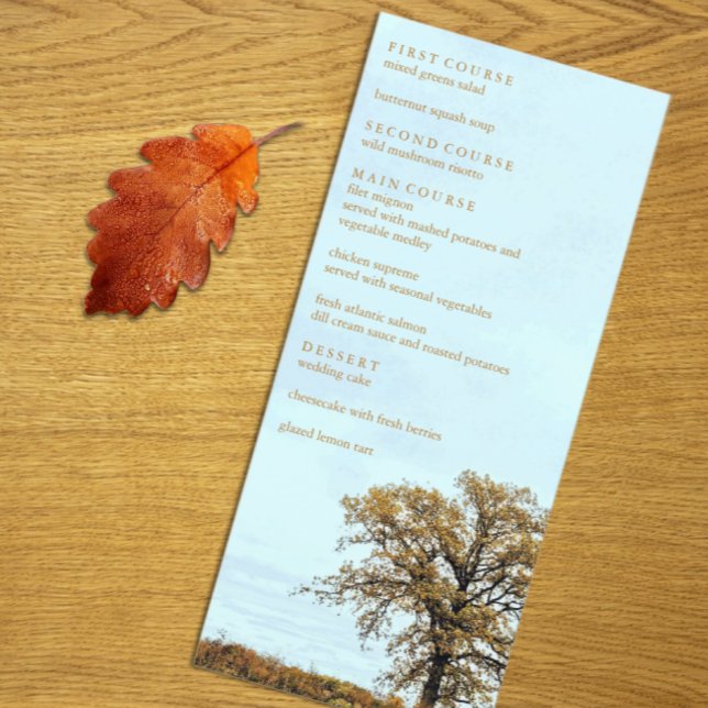 Menu Casamento de Outono sob Carvalho Rústico (Criador carregado)