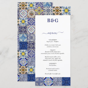 Menu Casamento de Padrão de Azulejos Portugueses do Med