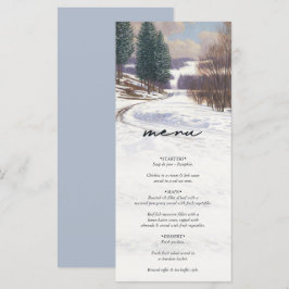 Menu Casamento de Paisagem de Inverno de Aquarela