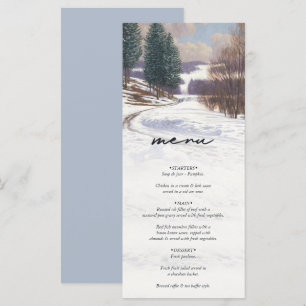 Menu Casamento de Paisagem de Inverno de Aquarela