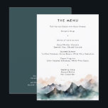 Menu Casamento de Paisagem de Montanha de Aquarela Mode<br><div class="desc">Cartão de Menu de Casamento de Montanha Mínima Moderna Paisagem de Água</div>